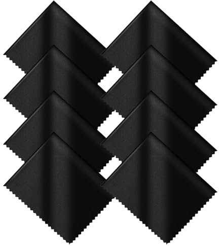 zoerbufan 8 Piezas Paños Limpia Gafas, Paños de Limpieza de Microfibra para Limpiar Anteojos,Lentes de Cámara, Tablets, Phones, Laptops, Pantallas LCD(Negro)