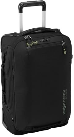 Eagle Creek Expanse 2-Wheel International Carry On Luggage - Efficient Packing Capacity for Strict Baggage Requirements - Heavy Duty Wheels - Telescoping Handle - Midnight Black - 21.5