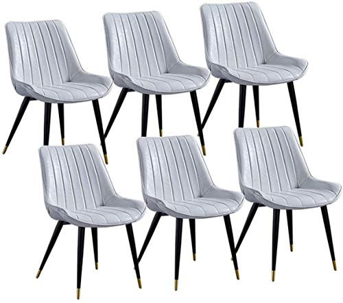 FIXARE Set Mit 6 Vintage Küchenstühlen (PU Leather Thicken Seat) Mit Rückenlehne Aus Metallbeinen (Retro Dining Chairs) Für Lounge Dining/Living/Cafe Hocker(White)