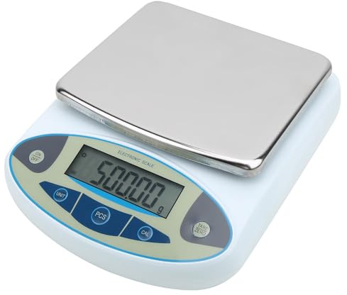 5000 G 0,01 G Digitale Präzisionswaage, Laborwaage, Elektronische Waage, Schmuckwaage für Industrie, Schule, mit Großer Reichweite und Schneller Stabilität (EU-Stecker)