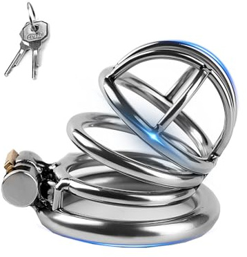 Chastity Cage aus Metall Sex Spielzeug für die Männer Atmungsaktiver Peniskäfig mit Aussparungen Keuschheitskäfig mit Verdecktem Schloss für Männliche Penisfesseln Cock Cage (50mm,L)