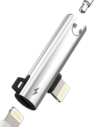 Adaptateur Lightning vers prise jack 3,5 mm (2 en 1) pour iPhone 14 13 Pro Max Apple MFi Certifié AUX Audio Chargement Casque Accessoires pour iPad Lighting Double prise Convertisseur de voiture