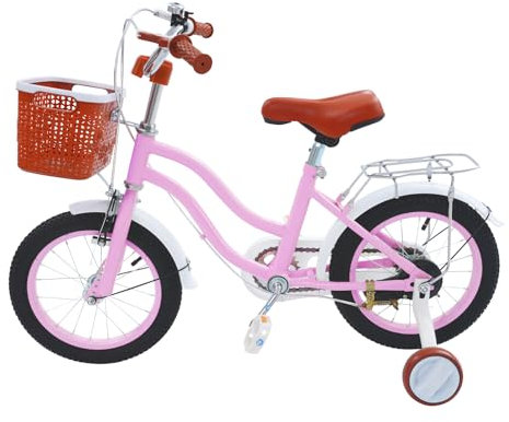 LNINNERY Kinderfahrrad 14 Zoll mit Stützrädern 95-115 cm Körpergröße für 3-7 Jahre (pink)