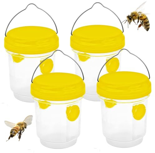 Piège à Mouche des Fruits, 4pcs Traps de guêpe Place extérieure, piège à Mouche de Fruits en Plastique avec Tunnels Double entrée, Bouteille Recette frelon pour Pots Fleurs, balcons, Yards