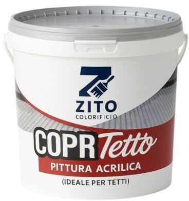DI.M.EL. S.R.L. Pintura para mantos bituminosos | Techos y cemento | Pintura acrílica impermeable | Bidón de 5 L – 14 L | Blanca | Gris (blanco, 5 litros)