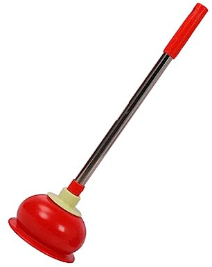 HEALEEP Stantuffo Sturalavandini Bagno in Gomma e Acciaio Manico Lungo Impugnatura Comoda Strumento Pulizia Tappi per Casa Ufficio Hotel Rosso
