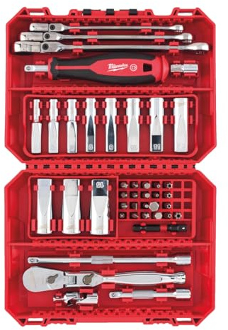Milwaukee 4932498382 42-teiliges 6,35 mm Ratschen-, Schraubenschlüssel und tiefer Stecknuss, Premium-Set