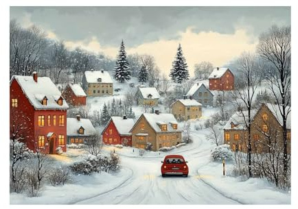 TODOAA Quadri Moderni Inverno Neve Quadro Su Tela Canvas Scena dell'albero della capanna invernale Stampe Da Parete soggiorno Natura Paesaggio - Stampe Camere da Letto-60x90cm Non incorniciato