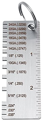 24GA to 5/16 Stainless Steel Metal Sheet Thickness Gauge, Silver | SWG Wire Size Measurement Ruler, Precision Welding Inspection Tool, For Welder and Sheet Metal Worker