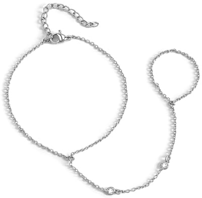 RMMD Hand Chain Bracelet - 14K Gold/Silver Plated Hand Chain Bracelet with Ring Hand Jewellery for Women Jewelry Gifts for Teens Girls Sister