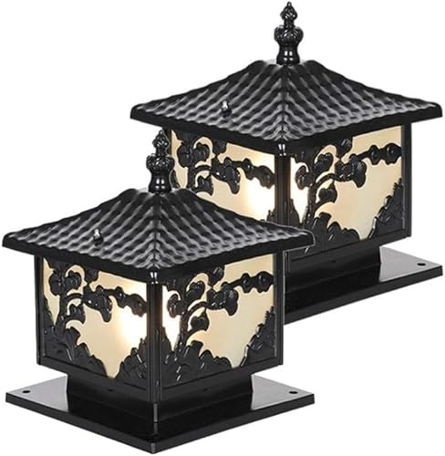 2 pezzi di lampada a colonna vittoriana, lampada a palo Compatible with esterni impermeabile IP55, design con motivo in lega di alluminio,stile minimalista