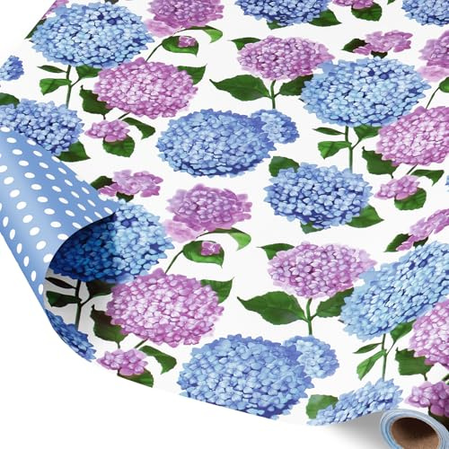 WERNNSAI 1 Rolle Blumen Geschenkpapier 5m x 43cm Blumenmuster | Blumen Geburtstagsparty Dekoration, Geschenkverpackung für Mädchen Frauen