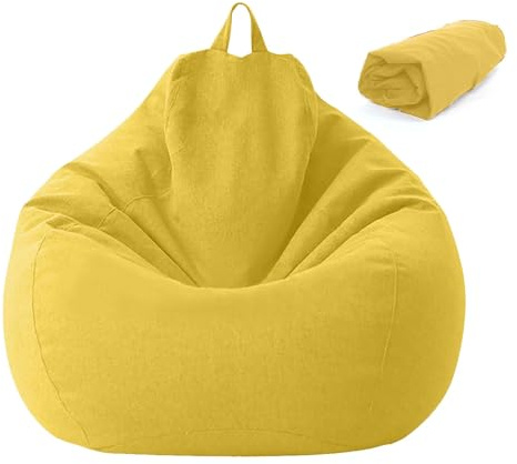 Yunlaishaocer Poltrona Sacco Bambini e Adulti, 100x120 CM Bean Bag (Senza Imbottitura), Pouf Morbido Sacco con Chiusura Lampo,Antipolvere Fodera per Poltrona a Sacco, adatto Soggiorni, Camere (Giallo)