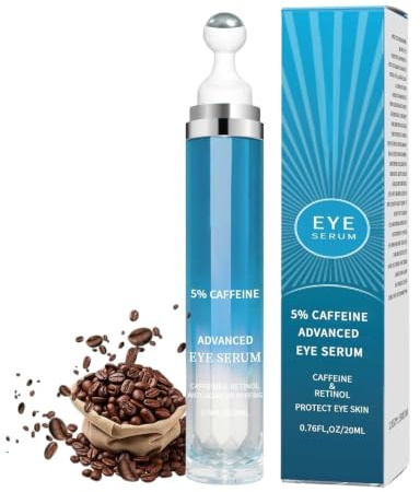 PYRUVAE Sérum Contour des Yeux avec Applicateur Roll-on - Soin Anti-Poches et Anti,Cernes Intense,Formule Hydratante aux Peptides et Caféine contre les Rides et Ridules, Regard Frais et Éclatant,20ml