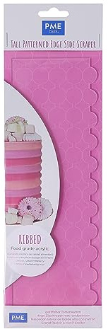 PME Tall Patterned Edge Side Scraper for Cake Decorating-Ribbed Decorating-10 inches, Transparent