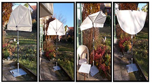 holly TAUPE(MAUSGRAUER) KLEINER BALKON SONNENSCHIRM FÄCHER + SCHIRMSTOCK + STÄNDER Produkte STABIELO -