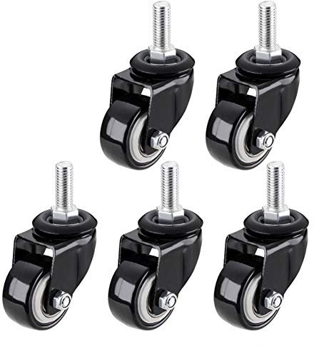 5 Gewinde M10 x 25 mm Lenkrollen 1,5 Zoll (40 mm) Mit Bremsen Bürostuhl Möbel Rollen 200kg leise PU für Kinderbett Tabelle Wagen universal Schwenkrollen