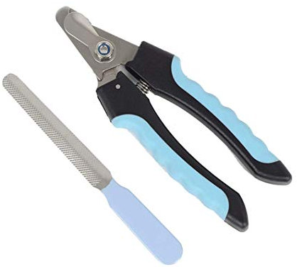 AMSS Krallenschere für Hunde, Katzen und Kleintiere - splitterfrei Edelstahlklingen Krallenzange + Krallenfeile Profi Krallenschneider mit Safety Guard