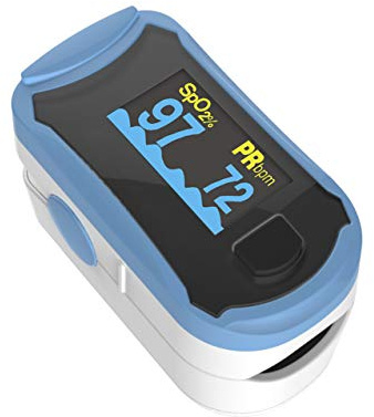 Concord Fingertip Deluxe OLED Pulse Oximeter with 6 way Reversible Display - Blood Oxygen Saturation Monitor with Carrying Case, Batteries and Lanyard - Easy to Use, Accurate SpO2 (Blue)