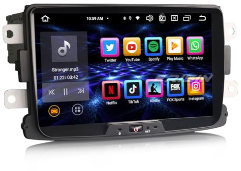 8 Inch Android 14 8-Core Car Stereo for Renault Dacia Duster Sandero Dokker Support GPS Sat Nav Carplay Android Auto DSP Bluetooth Wifi DAB+ TPMS 4GB RAM + 64GB ROM