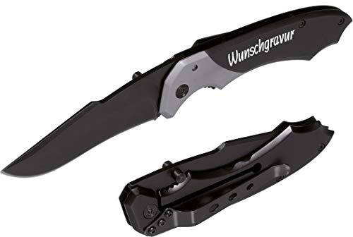 Taschenmesser mit Gravur als Geschenk & Wunschsymbolen, Klappmesser mit Gravur - Sicherung und Befestigungsclip, ergonomische Griffzone - Klinge aus rostfreiem AISI 420 Stahl