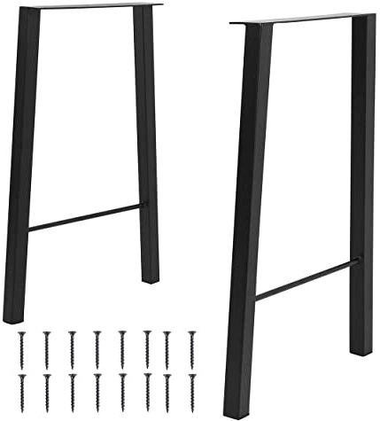 TC-HOMENY 30 inches Dining Table Legs Set of 2 Metal Legs Bench Legs Industry Coffee Table Desk