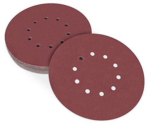 225mm Klett-Schleifscheiben 80 Körnung, 25 Stück Schleifblätter, 9 inch Klett-Schleifpapier runde Schleifpapierpads für Trockenbauschleifer mit Löchern, Giraffenschleifer(10-Loch)