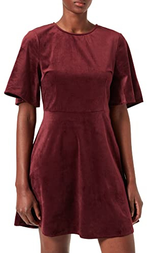 NA-KD Velvet Mini Dress Vestido Informal, Granate, 36 para Mujer