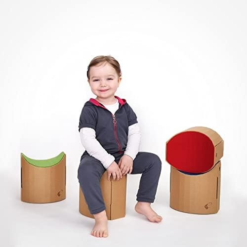HopHopik +++ ergonomische robuste Kinderhocker +++ aus Pappe mit Sitzfläche mit Wollfilz +++ 7 Farben (türkis)