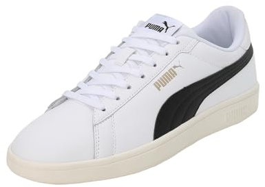 PUMA Smash 3.0 L, Scarpe da ginnastica Unisex-Adulto, Multicolore (PUMA White-PUMA Black-PUMA Gold-Frosted Ivory), 42 EU
