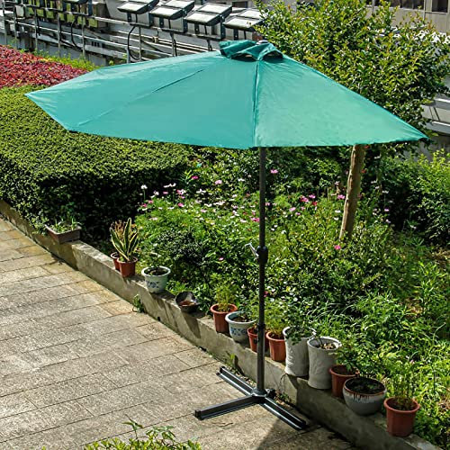Halbrunder Sonnenschirm, Sonnenschirm, Sonnenschirm, Garten, Terrasse, Sonnenschirm mit Kurbel, rechteckiger Ladenschirm für den Außenbereich, Balkon, Strand, Garten, ohne Sockel ( Color : Green )