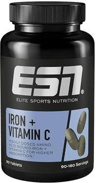 ESN Iron + Vitamin C, 90 Tabletten - Eisentabletten Support - made in Germany