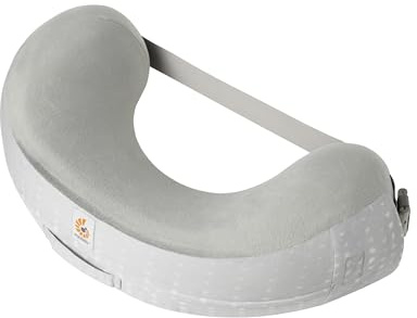 Ergobaby Natural Curve Ergonomisches Stillkissen mit Haltegurt, Kissen zum Stillen mit Rückengurt und Schnallenverschluss für hohen Komfort und Stabilität, Moonlight Grey