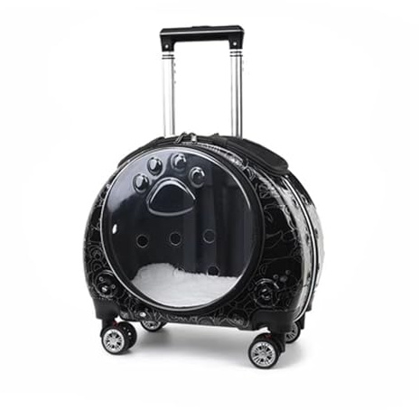 Haustier-Rucksackträger mit Rollen, Transparente Katzenrucksackträger für kleine Hunde Mittlere Katzen mit einem Gewicht von bis zu 9 kg, mit Baumwollmatte (Size : Black Bear)
