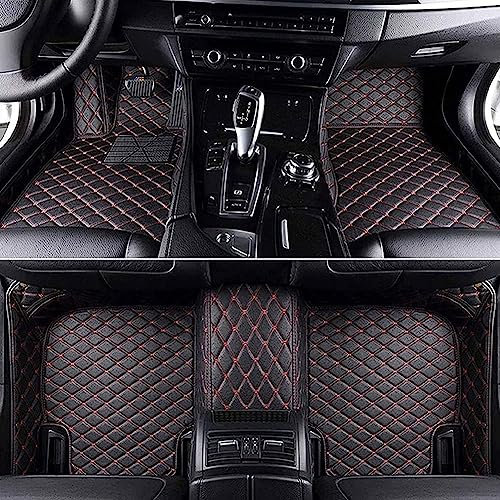 SKIHOT Auto Fußmatten Leder für Opel Corsa F 2019-2023, Wasserdicht Fussmatten Bodenmatte Anti-Rutsch Allwetter Automatten Autoteppich,Black+Red