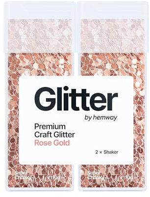 Hemway Craft Glitter Shaker Rose Gold 110g x2 Pack Super Chunky | for Resin & Epoxy Crafts, Christmas Art Supplies, Nail, Body, Face, Eye, Festival, Crafting, Slime, Sparkle