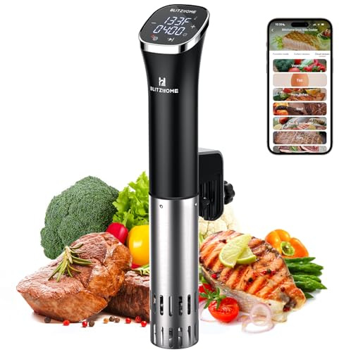 BLITZHOME Sous Vide Cooker, WiFi APP/Touch Control, Compact Sous Vide Machine 1000W with Recipes, Accurate Temperature & Timer, Ultra Quiet Stainless Precision Immersion Circulator
