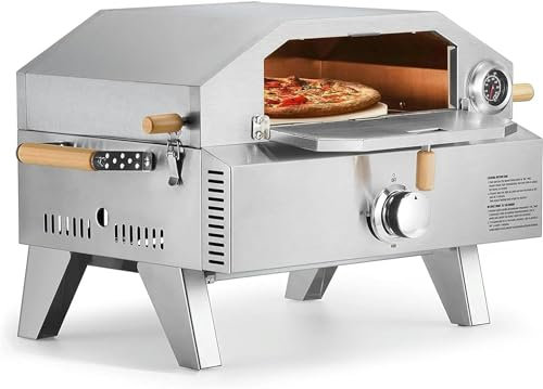 GFXYQPDNV Forno per Pizza All'aperto in Acciaio Inossidabile, Forno per Pizza in Acciaio Inossidabile 2 in 1 con Termometro, Manici A Touch Freddi, Sacchetto di Stoccaggio
