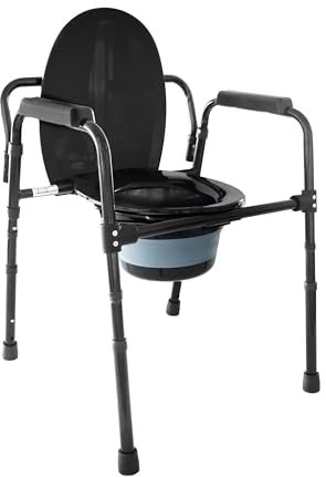 Toilettenstuhl Für Schlafzimmer,Über Toilettenstuhl,Nachtkommoden Mit Eimer,Toilettenstühle Für Behinderte Und Ältere Menschen,Toilettengestell Mit Sitz,Geeignet Für Die Häusliche Pflege ( Color : Bla