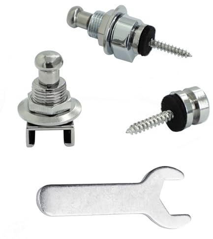 Rayzm Gitarre Strap Locks Button/Gitarrengurt Schlösser mit einem Schraubenschlüssel, Sicherheit Straplocks Rutschfeste Strap Retainer System für Akustik-/Elektro-/Bassgitarre (Silber)