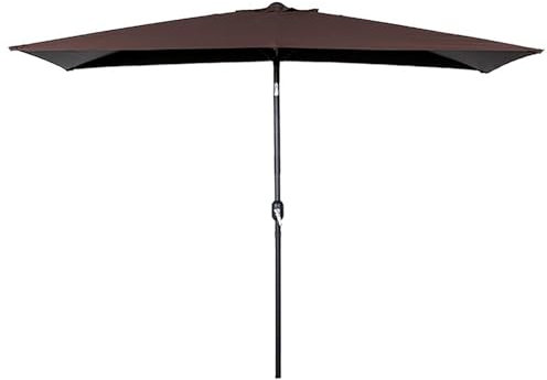 Sonnenschirm Halbschirm, Halber Terrassenschirm, Wandschirm Marktschirm mit Kurbel für Balkon Terrasse Pool, 5 Rippen(Brown)