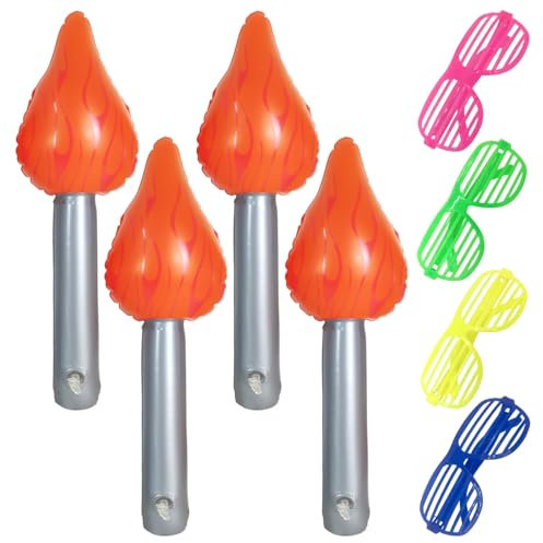4 Palos De Antorcha Olímpica, 4 Vasos Huecos, Palos De Antorcha Inflables, Accesorios Divertidos Para Antorchas, Juguetes De Antorcha De Competición