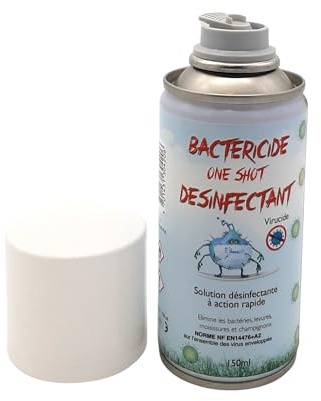 DSTOCK60 - SPRAY ONE SHOT A ACTION RAPIDE - ELIMINE LES BACTÉRIES, LEVURES, MOISISSURES, CHAMPIGNONS - MULTI-SURFACES - USAGE UNIQUE - 150ml (12)