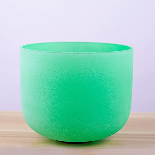 Frosted Green Color 432Hz F Heart Chakra Quartz Crystal Singing Bowl 10 inch