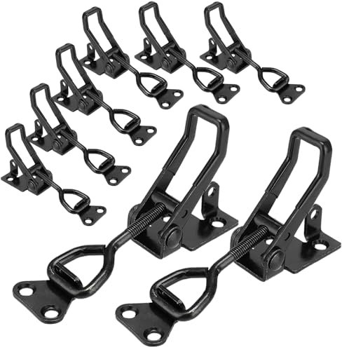 8 Pcs Heavy Duty Toggle Latch Clamp 4003 Style,1320lbs Capacity Adjustable Toggle Clamp with Lock Hook,Black Smoker Latches Clamps with Quick Metal Release for Trunk, Jig, Door and Tool Boxes