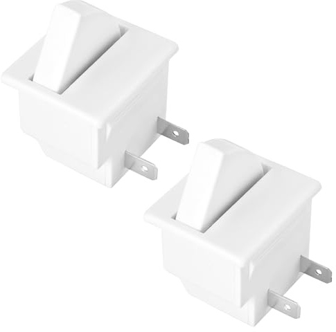 VGOL Lot de 2 Interrupteurs Porte Réfrigérateur 5 A 125 V 2 Broches pour Lampe Porte Réfrigérateur Et Congélateur Pièces Rechange Réfrigérateur Adaptées à La Plupart Réfrigérateurs Blanc