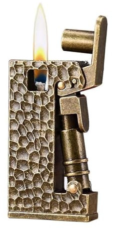 Winddichtes Kerosinfeuerzeug, Retro-Feuerzeug, Metall-Feuerzeug mit weicher Flamme, nachfüllbar, verstellbare Flamme, tragbares Feuerzeug for den Außenbereich, Camping, Kerze (Brennstoff nicht im Lief