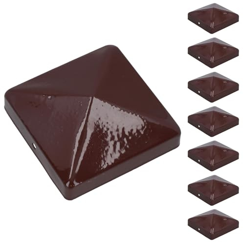 Metal Fence Post Caps for Fence Posts 100mm x 100mm Protector Cover Brown 8pc