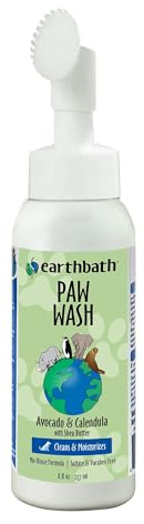 earthbath Paw Wash with Scrubber Brush - No Rinse Dog & Cat Paw Cleaner, Waterless Pet Foot Washer for Small, Medium, & Large Dogs, Helps Dry & Itchy Paws, Cruelty-Free - Avocado & Calendula, 8 fl oz