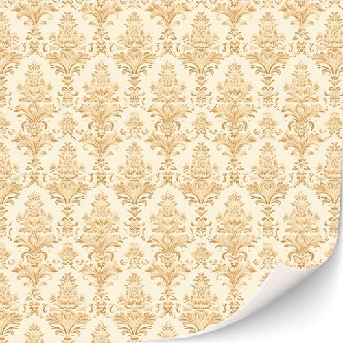3 Sheets Self-Adhesive Wallpaper for Dollhouses Scale 1:12 Modern Art Deco Golden Damast